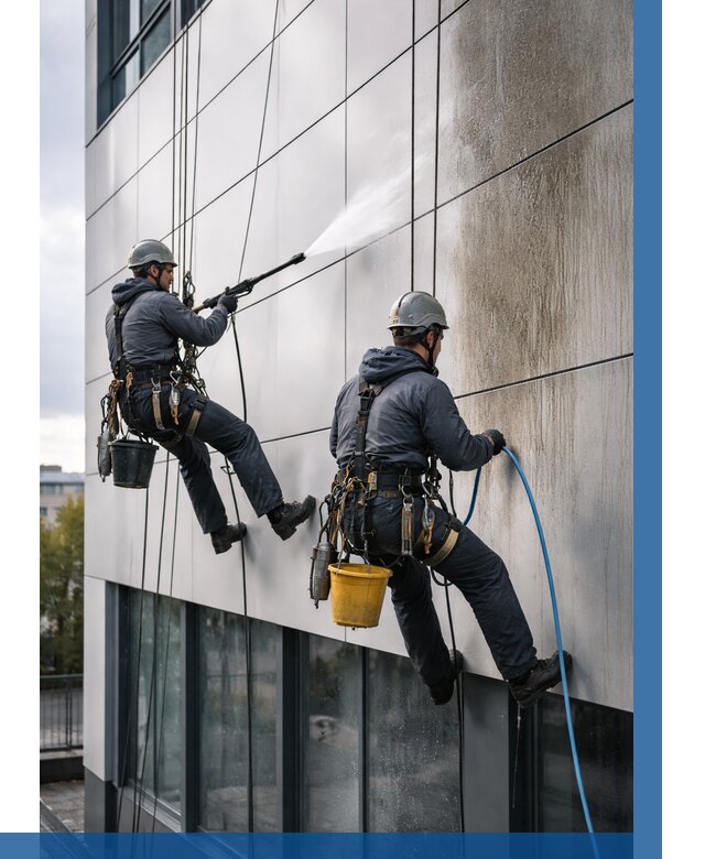 Мойка фасада из композита в Когалыме по цене от 310 р. | ВЫСОТНИК-Кгл