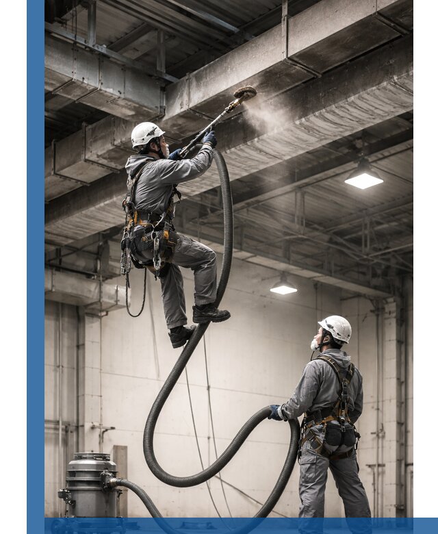 Обеспыливание потолочных конструкций в Когалыме промышленным альпинизмом