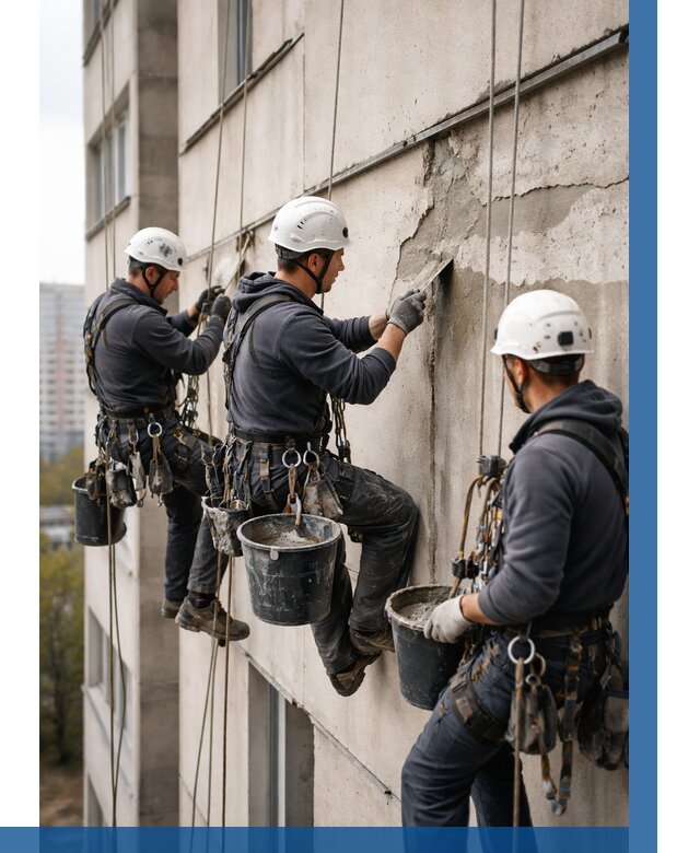 Ремонт бетонных элементов фасада в Когалыме от 2585 р. | ВЫСОТНИК-Кгл