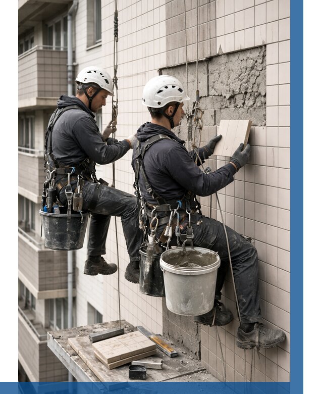 Ремонт облицовки фасада плиткой в Когалыме от 1861 р. | ВЫСОТНИК-Кгл