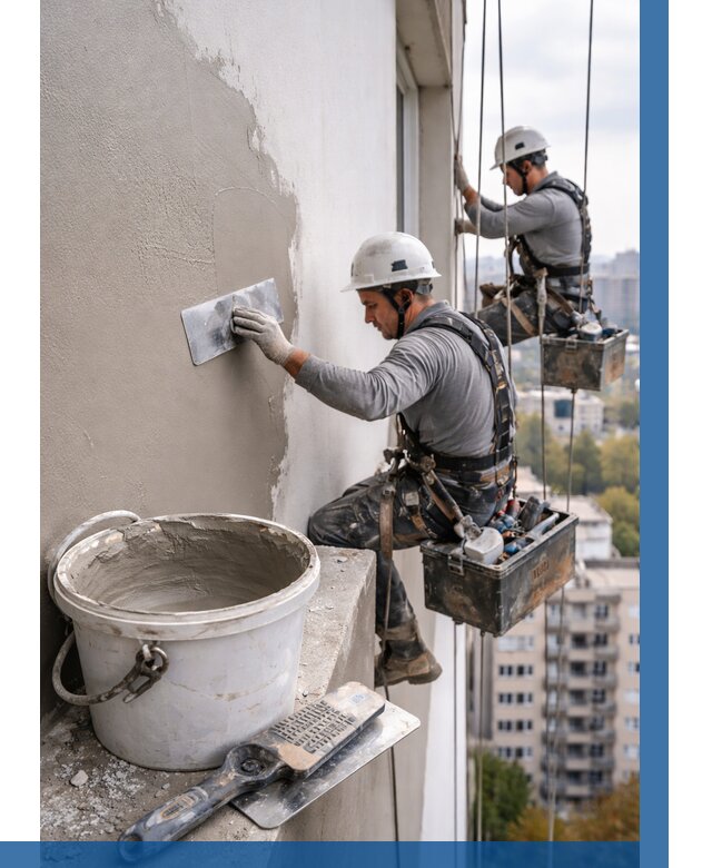 Шпаклевка фасада на высоте в Когалыме от 724 р. | ВЫСОТНИК-Кгл