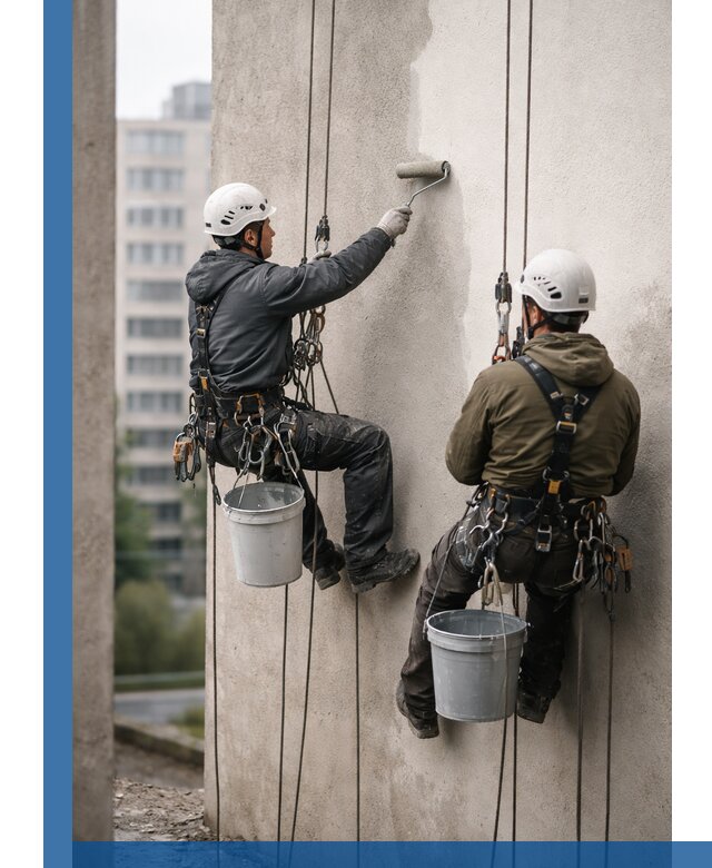 Покраска фасадов высотными альпинистами в Когалыме с гарантией