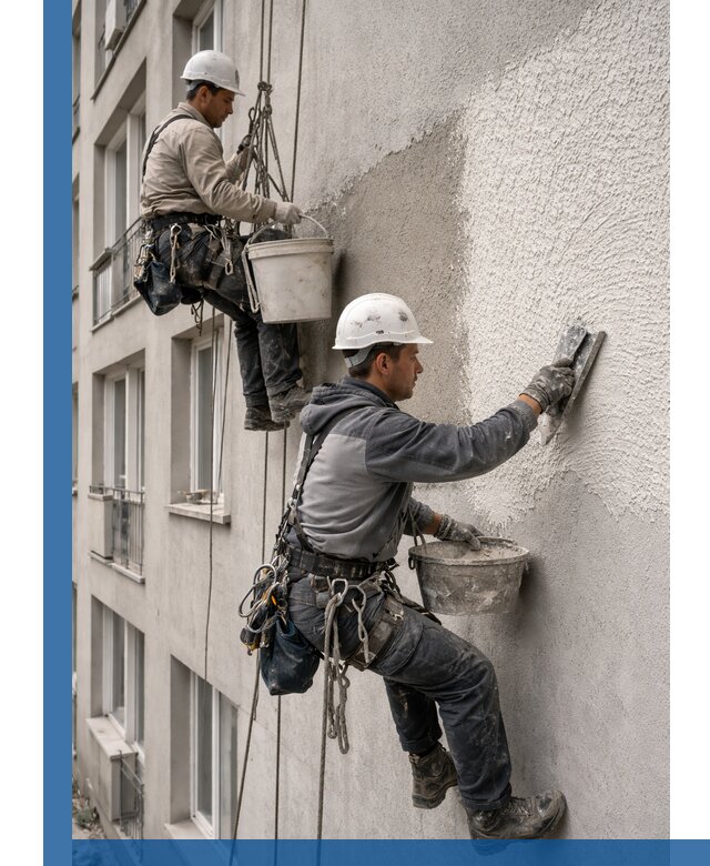 Нанесение декоративной штукатурки короед на фасад в Когалыме