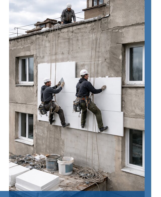 Утепление фасада пенополистиролом в Когалыме от 1861 р. | ВЫСОТНИК-Кгл