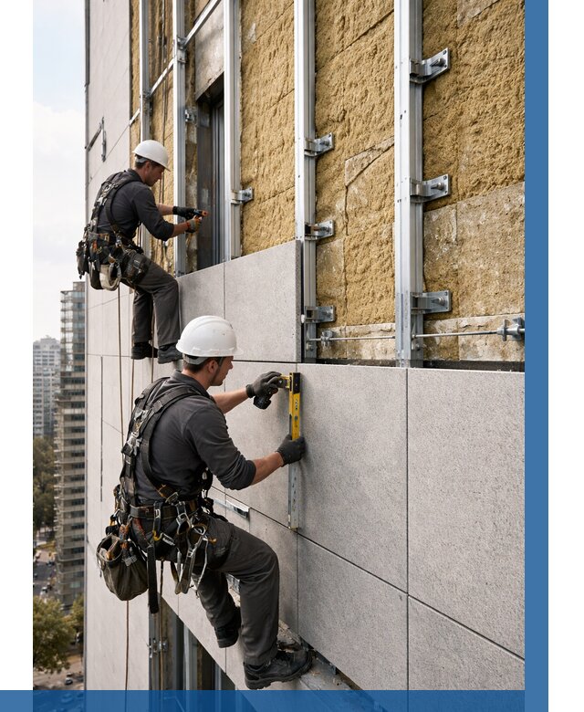 Монтаж вентилируемого фасада в Когалыме от 3618 р. | ВЫСОТНИК-Кгл