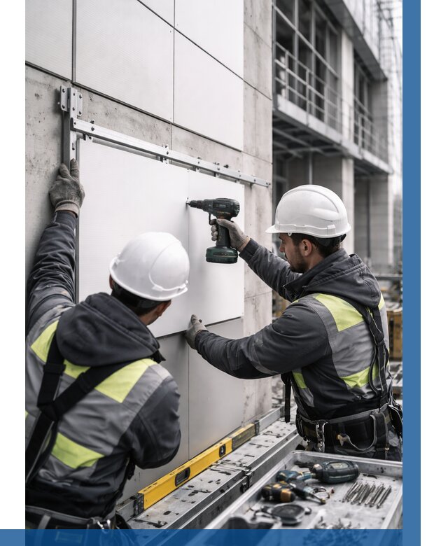 Монтаж композитных панелей фасада в Когалыме от 2585 р. | ВЫСОТНИК-Кгл