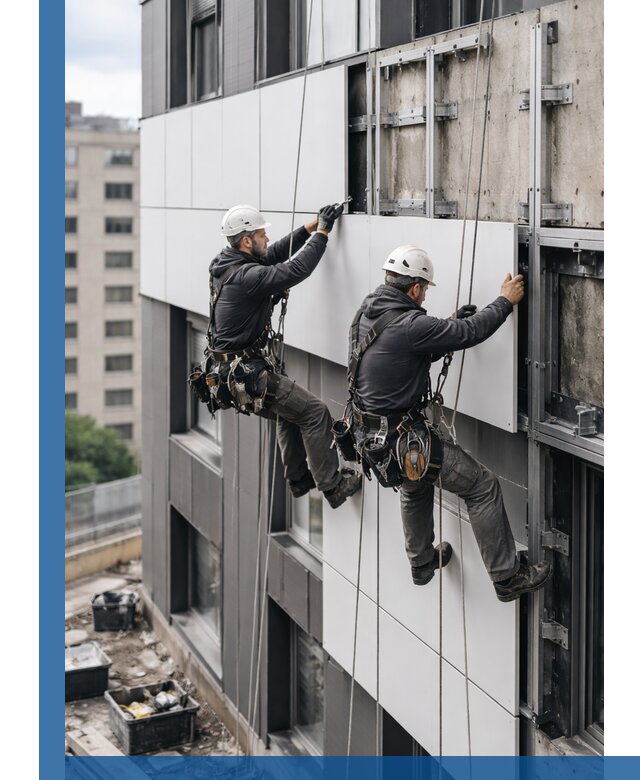 Монтаж композитных панелей фасада в Когалыме под ключ