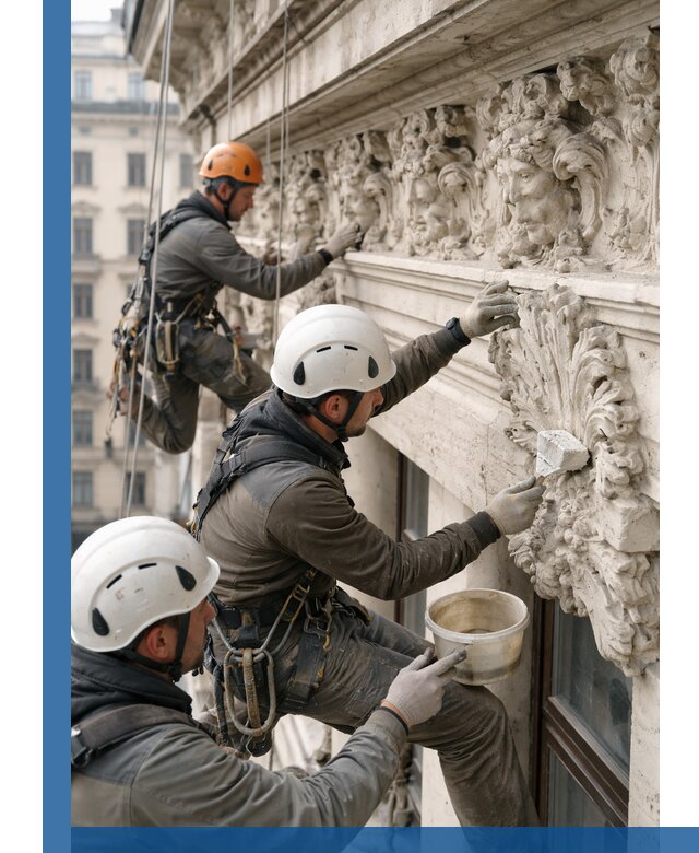 Реставрация фасадной лепнины с высотными работами в Когалыме