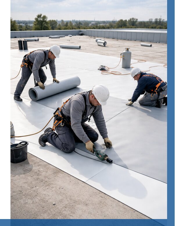 Монтаж мембранной кровли под ключ в Когалыме от 1241 р. | ВЫСОТНИК-Кгл