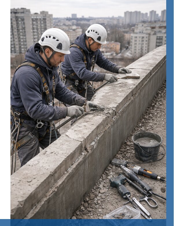 Ремонт парапета на кровле в Когалыме от 1551 р. | ВЫСОТНИК-Кгл