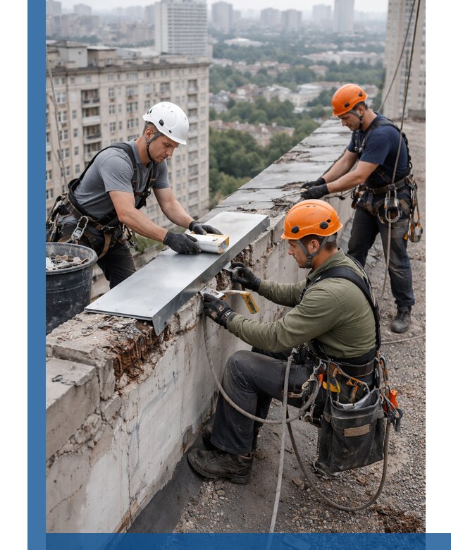 Ремонт парапета на кровле в Когалыме, высотные работы с гарантией