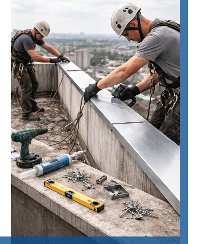 Монтаж парапетных крышек в Когалыме от 827 р. | ВЫСОТНИК-Кгл