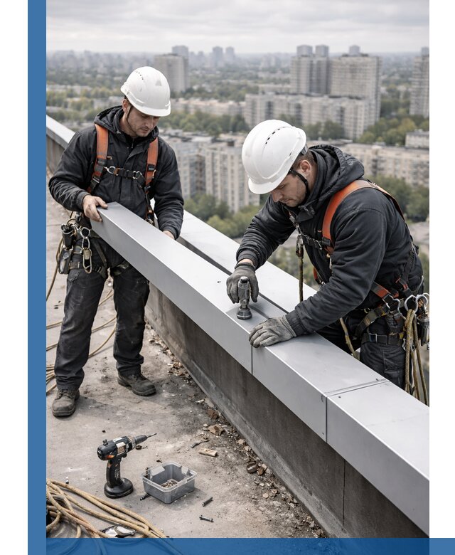 Монтаж парапетных крышек и ограждений кровли в Когалыме