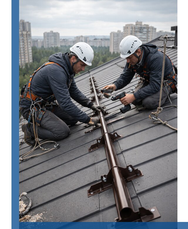 Монтаж снегозадержателей на кровле зданий в Когалыме под ключ