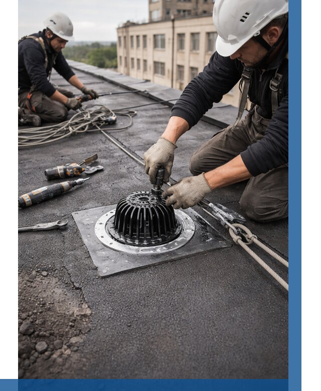 Установка водосточных воронок в Когалыме цена от 3618 р. | ВЫСОТНИК-Кгл