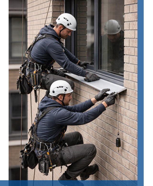 Монтаж оконных отливов под ключ в Когалыме от 3618 р. | ВЫСОТНИК-Кгл