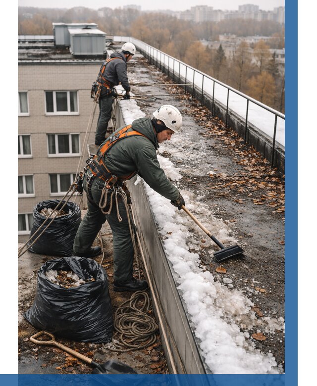 Очистка кровли по периметру в Когалыме от 569 р. | ВЫСОТНИК-Кгл