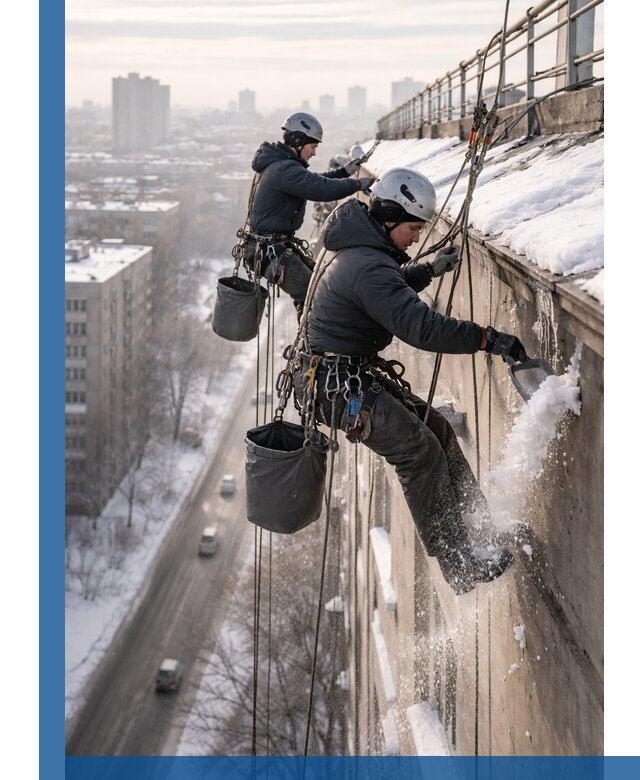 Очистка карнизов от снега в Когалыме профессионально и безопасно