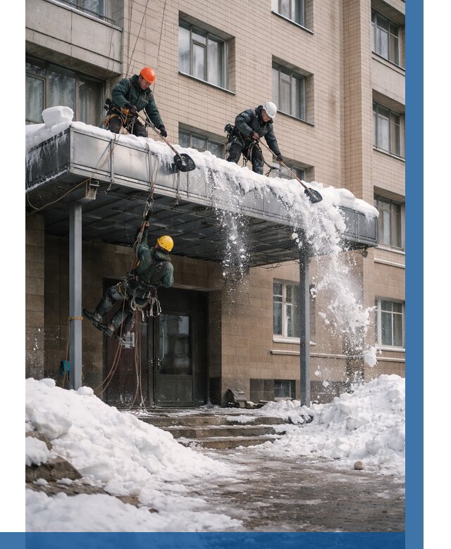 Очистка козырьков от снега в Когалыме от 3618 р. | ВЫСОТНИК-Кгл