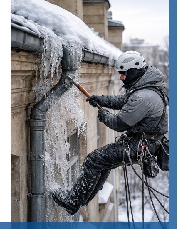 Очистка водостоков от льда в Когалыме от 3618 р. | ВЫСОТНИК-Кгл