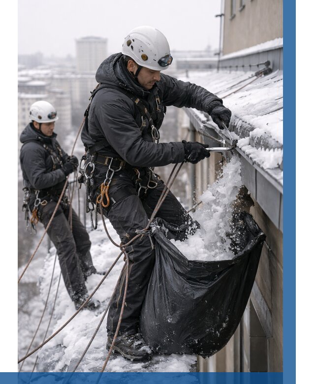 Аварийная очистка крыши в Когалыме под ключ от 310 р. | ВЫСОТНИК-Кгл