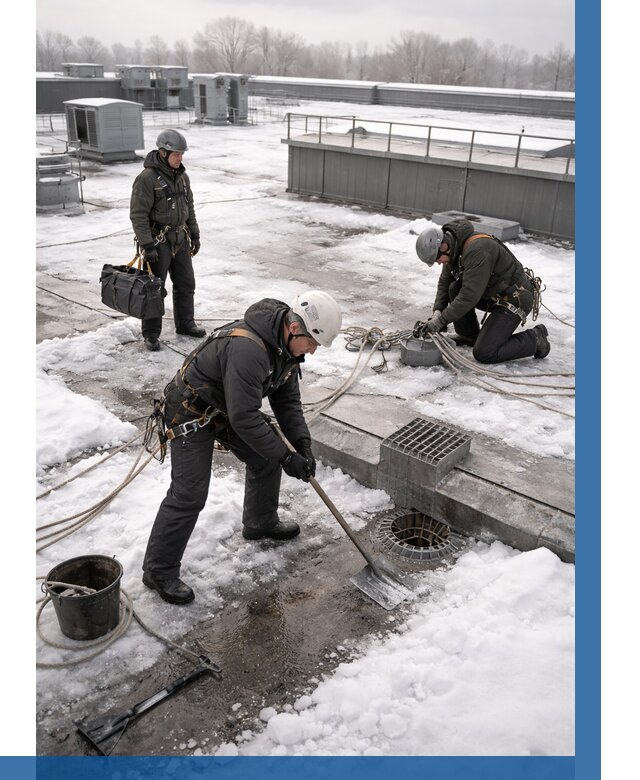 Абонентское обслуживание кровли зимой в Когалыме от 8270 р. | ВЫСОТНИК-Кгл