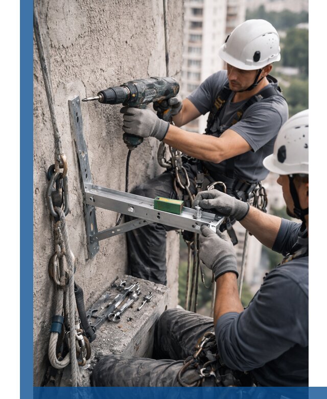 Установка кронштейнов кондиционера и крепежа в Когалыме