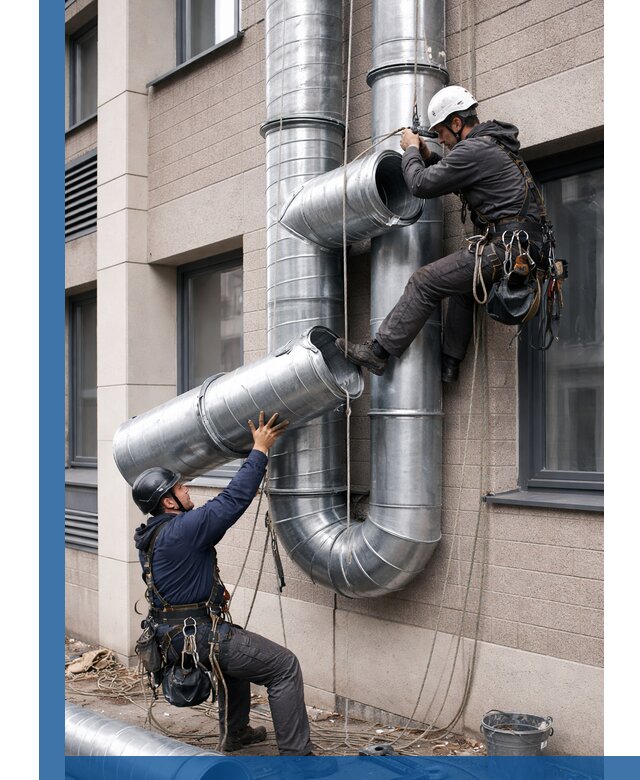 Монтаж фасадных воздуховодов в Когалыме с герметизацией и крепежом