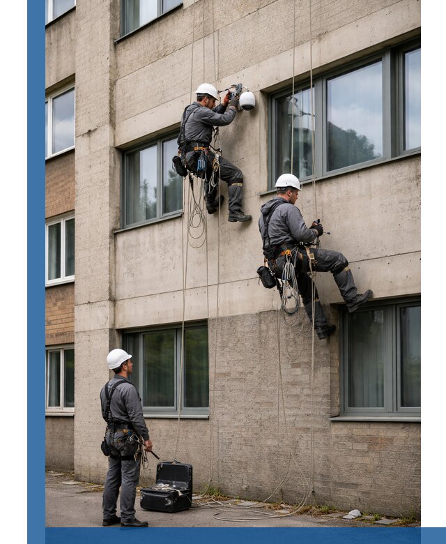 Монтаж фасадных камер видеонаблюдения в Когалыме под ключ