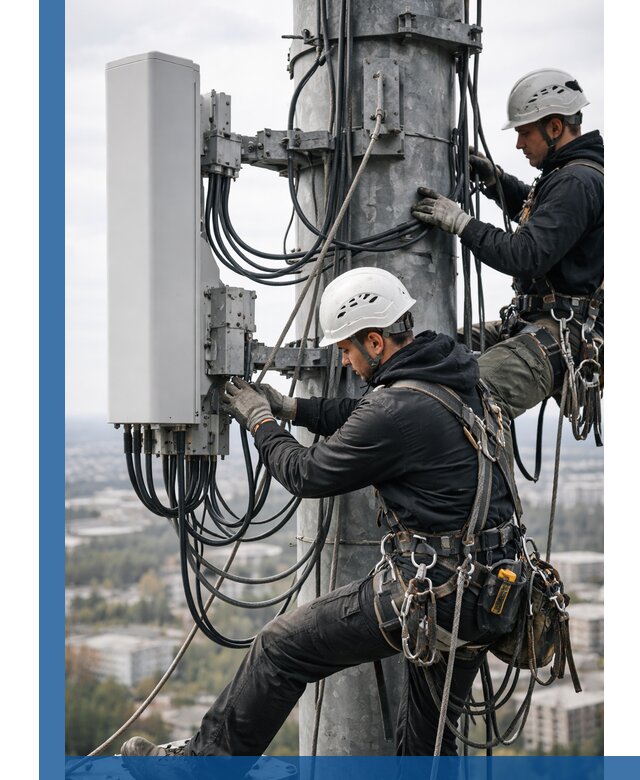 Монтаж оборудования связи на мачте в Когалыме с пусконаладкой