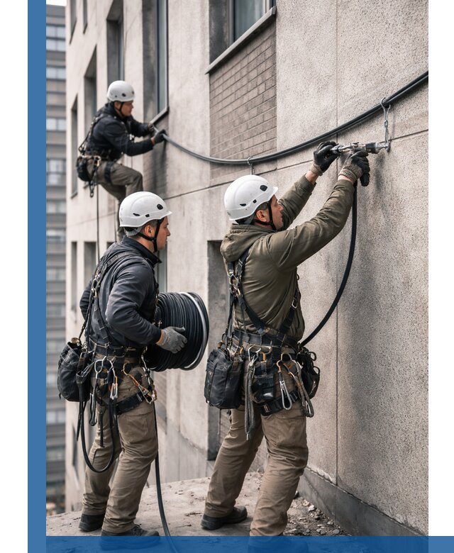 Прокладка кабеля по фасаду в Когалыме, профессиональный монтаж