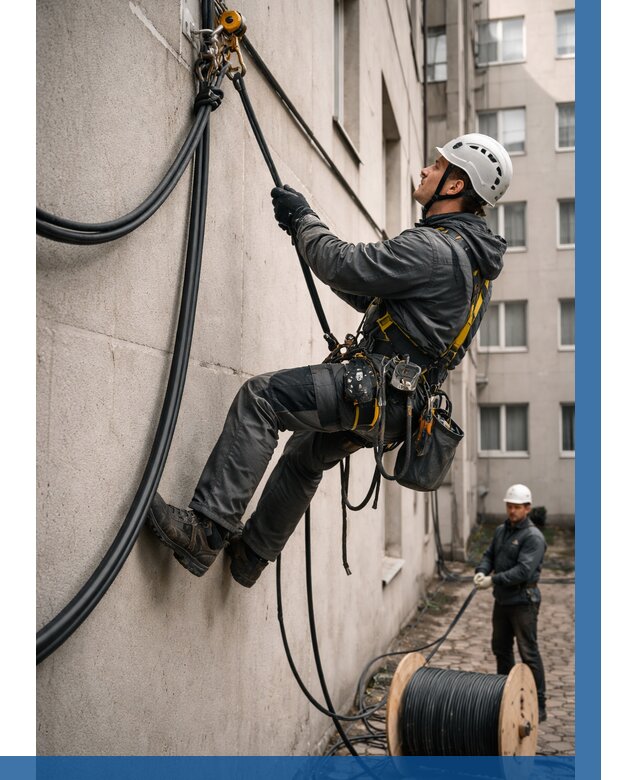 Протяжка кабеля питания на высоте в Когалыме от 465 р. | ВЫСОТНИК-Кгл