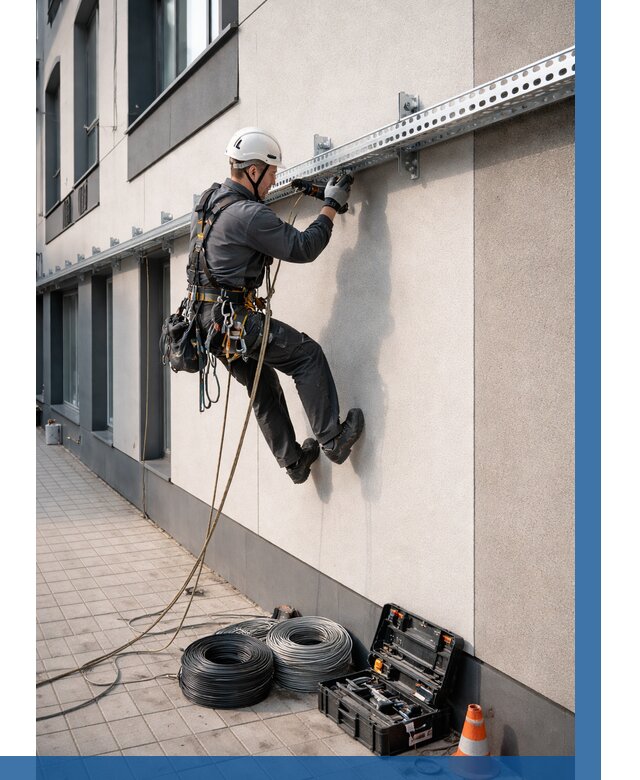 Монтаж кабельных лотков на фасаде в Когалыме от 1241 р. | ВЫСОТНИК-Кгл