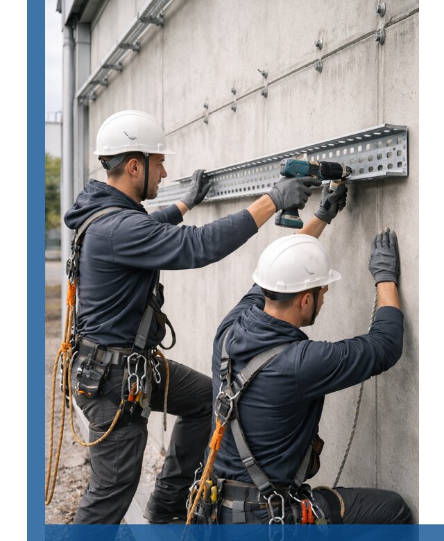 Монтаж кабельных лотков на фасаде зданий в Когалыме с гарантией