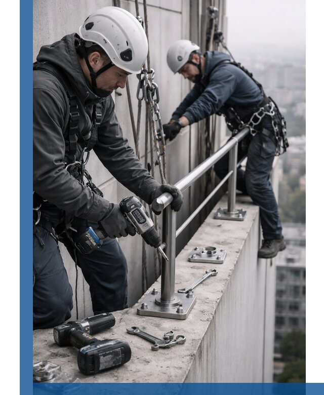 Монтаж перил на высоте в Когалыме для жилых и промобъектов