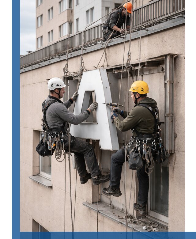 Ремонт и восстановление наружных вывесок на высоте в Когалыме