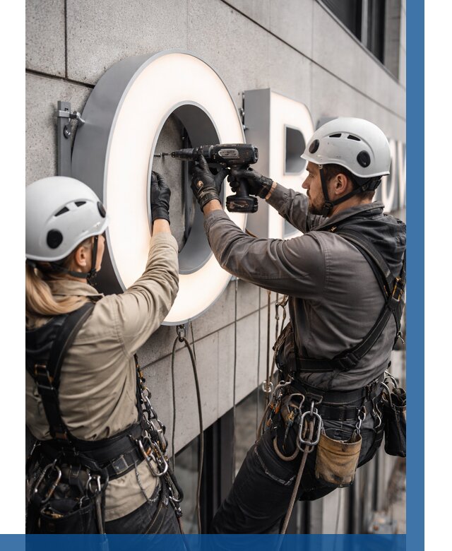 Монтаж световых букв в Когалыме от 3101 р. под ключ ВЫСОТНИК-Кгл