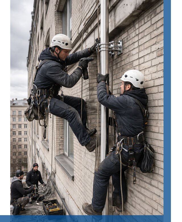 Монтаж флагштока на здании в Когалыме от 6720 р. | ВЫСОТНИК-Кгл