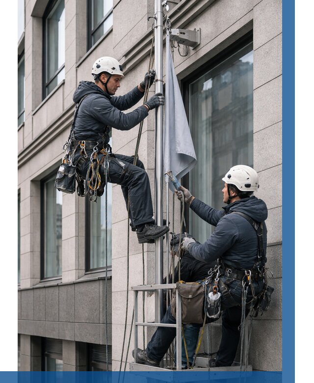 Установка флагов на фасаде в Когалыме от 4652 р. | ВЫСОТНИК-Кгл