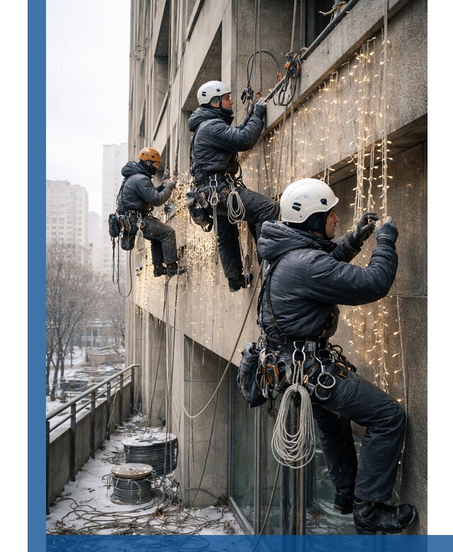 Монтаж новогодней иллюминации и украшение фасадов в Когалыме