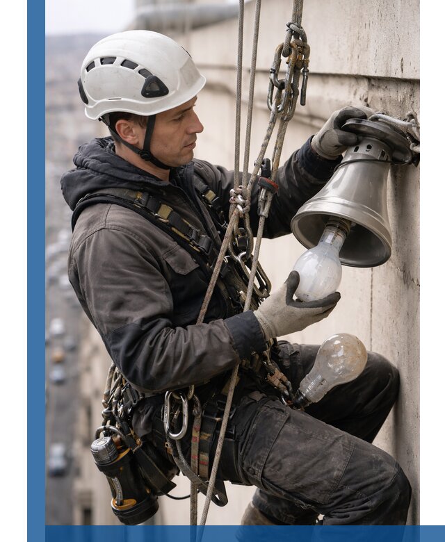 Замена ламп на высоте в Когалыме профессионально и быстро