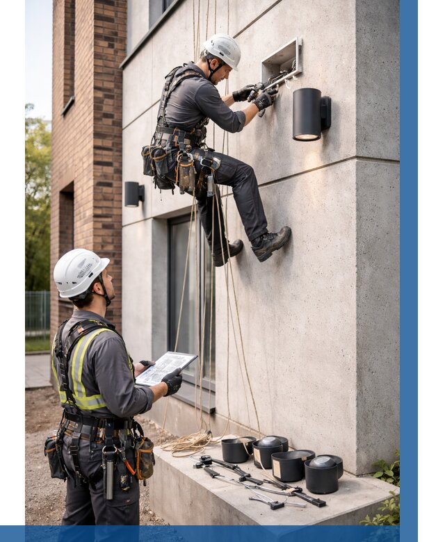 Монтаж фасадного освещения в Когалыме от 2585 р. | ВЫСОТНИК-Кгл