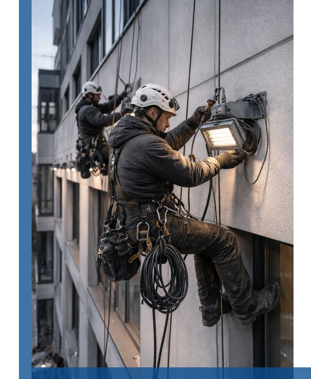 Монтаж фасадного освещения в Когалыме установка и подключение