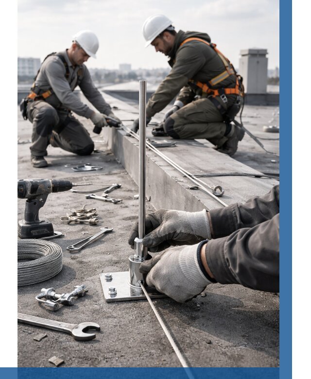 Монтаж молниезащиты на кровле в Когалыме цена от 25845 р. | ВЫСОТНИК-Кгл