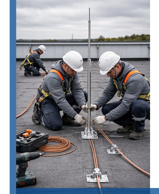 Монтаж молниезащиты на кровле в Когалыме под ключ с гарантией