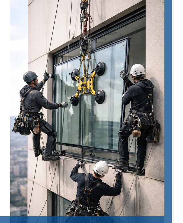 Монтаж стеклопакетов на высоте в Когалыме от 3308 р. | ВЫСОТНИК-Кгл