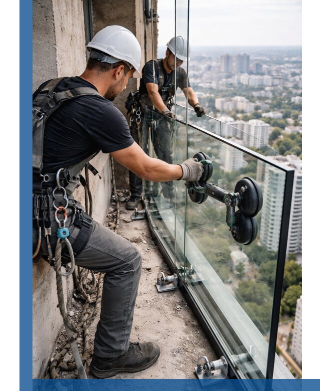 Монтаж стеклянных ограждений под ключ с гарантией в Когалыме