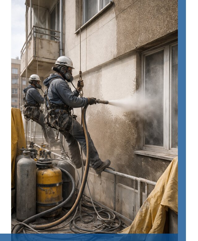 Пескоструйная очистка фасада в Когалыме от 672 р. | ВЫСОТНИК-Кгл