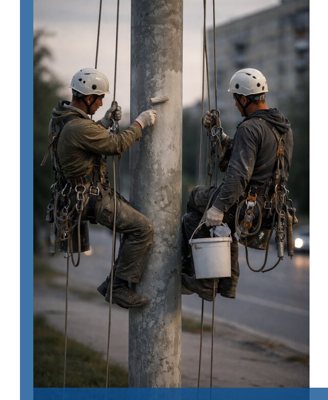 Покраска опор освещения и антикоррозийная защита в Когалыме