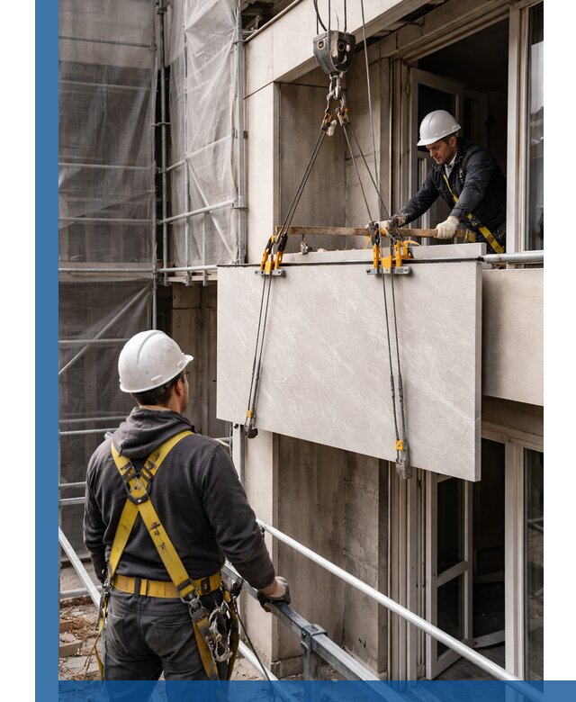 Подъем керамогранита на этаж в Когалыме грузчиками и техникой